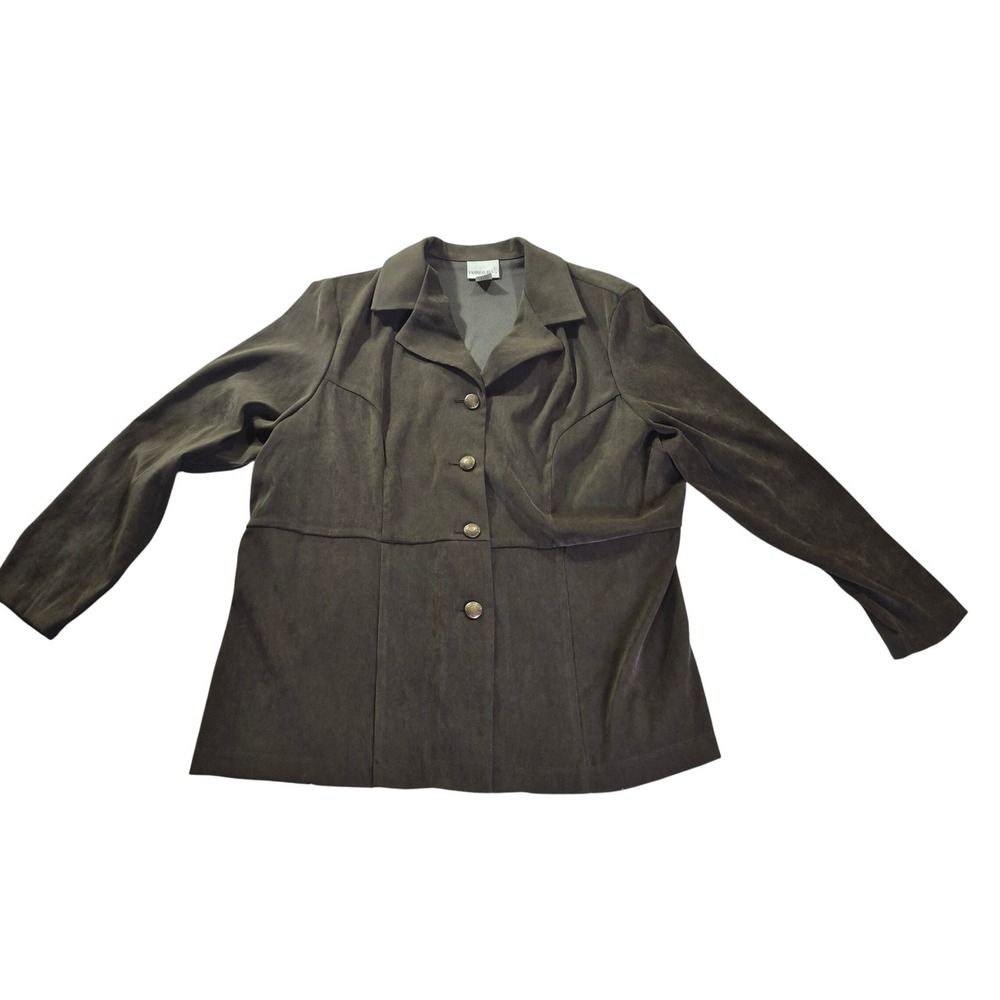 Fashion Bug Faux Suede Jacket 523193 Womens 18/20 Plus Size Olive Green Autumn